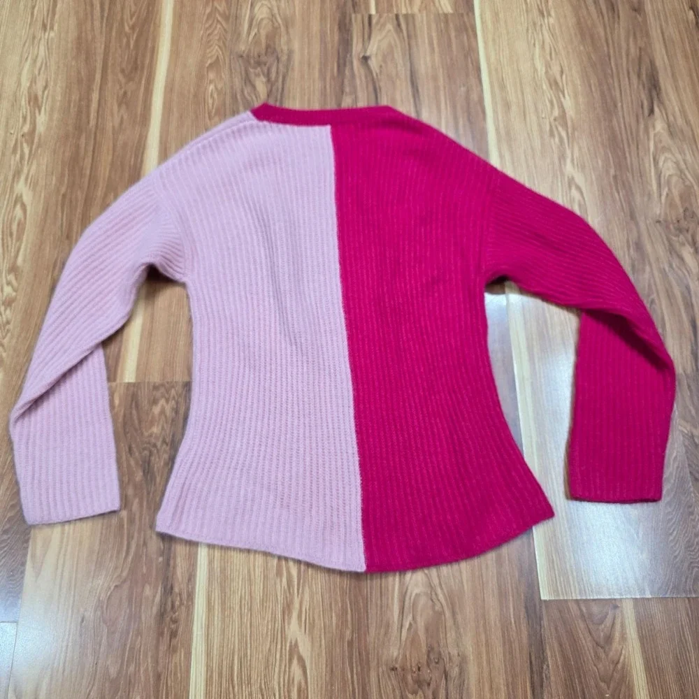 Philosophy Cashmere Sweater Womens Medium Pink Heart Colorblock Knit Pullover